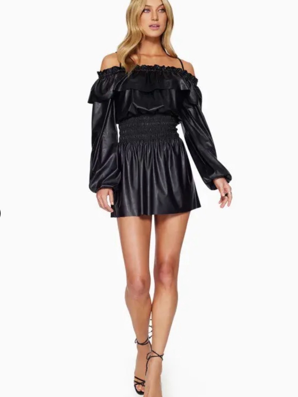 Ramy Brook Mercer Vegan Leather Ruffle Dress